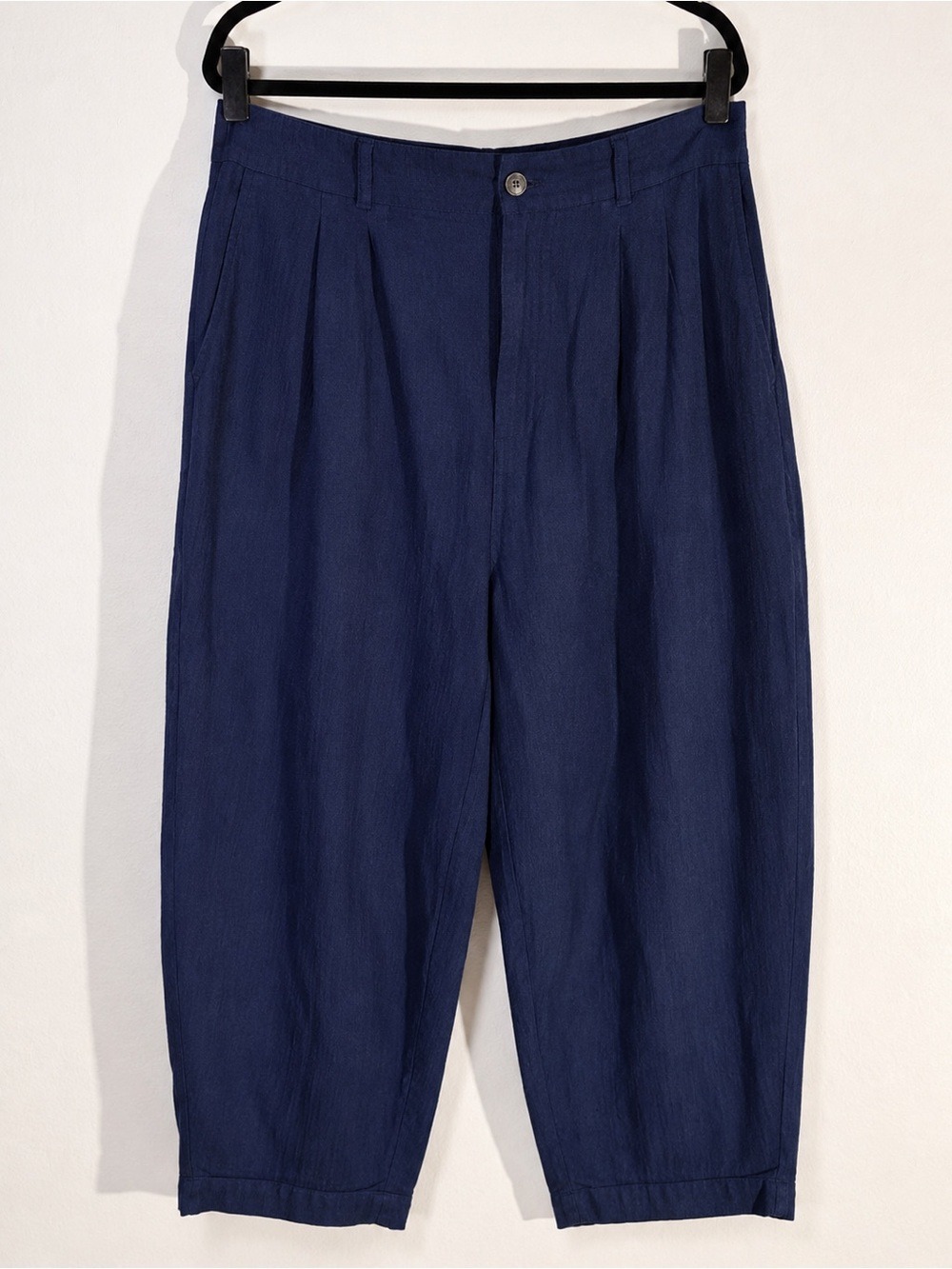 Halara Navy Pleated Tapered Crop Pants XL Cotton NWT - Picture 3 of 8